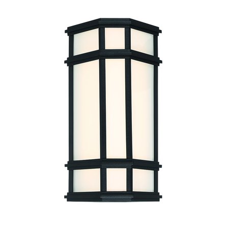 Eurofase Monté Craftsman 18" Rectangular LED Outdoor Pendant, Satin Black/White Glass 42687-016